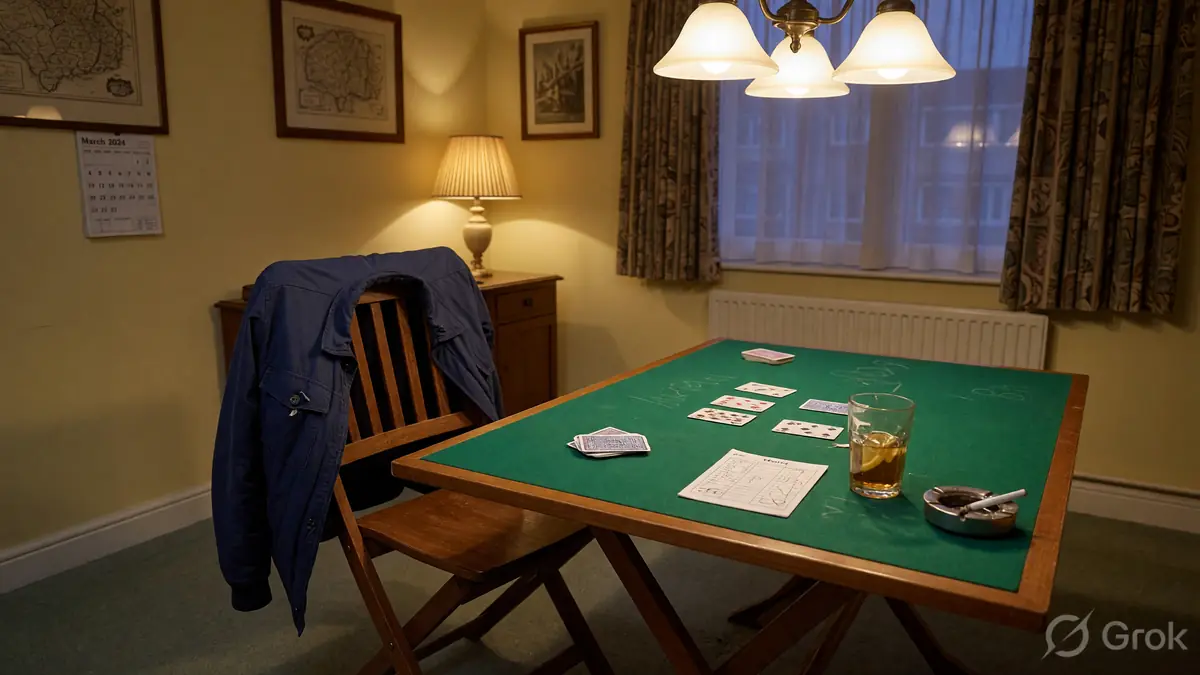 An empty chair at a card table