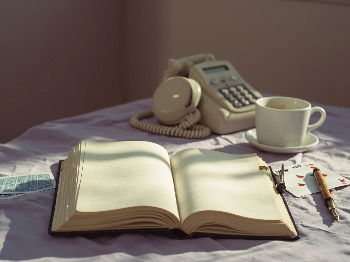 Printed papers and a hardcover book on a sunlit desk